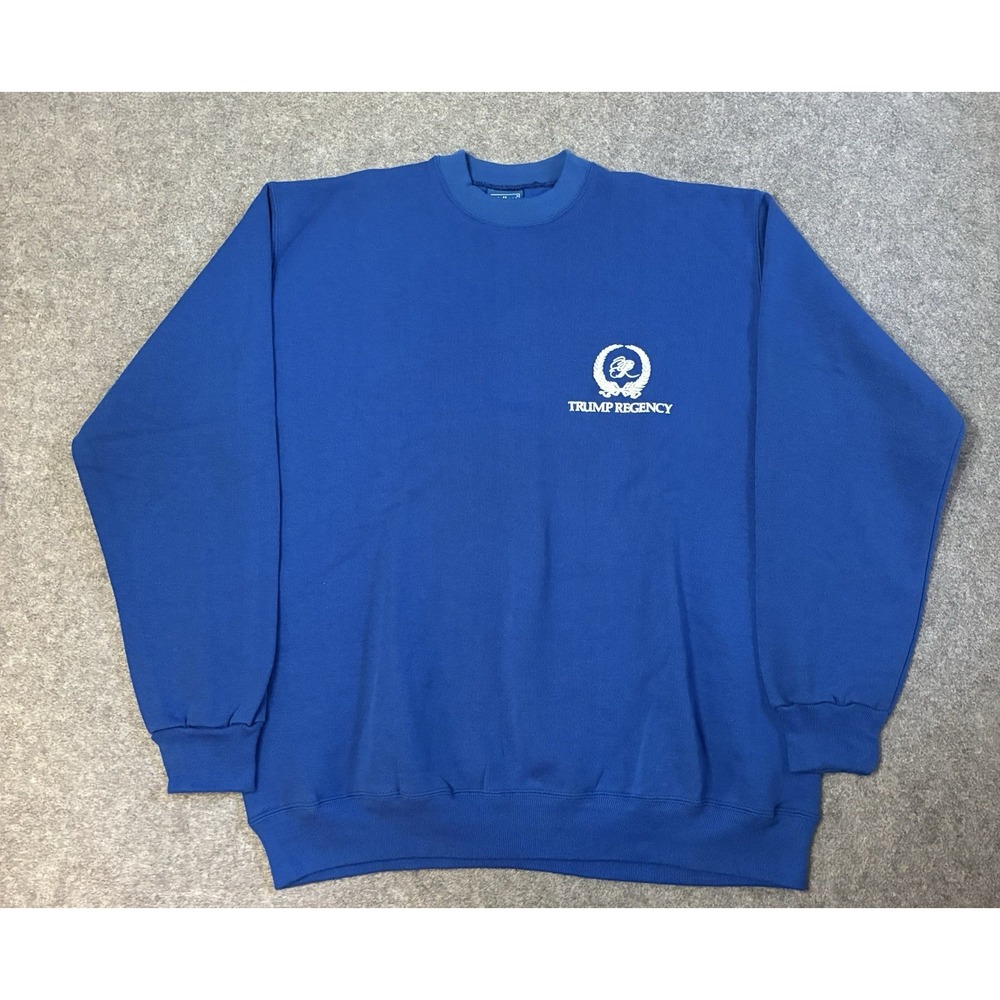 Vintage 80s 90s MAGA Donald Trump Regency Promotional Sweatshirt Blue Mens XL